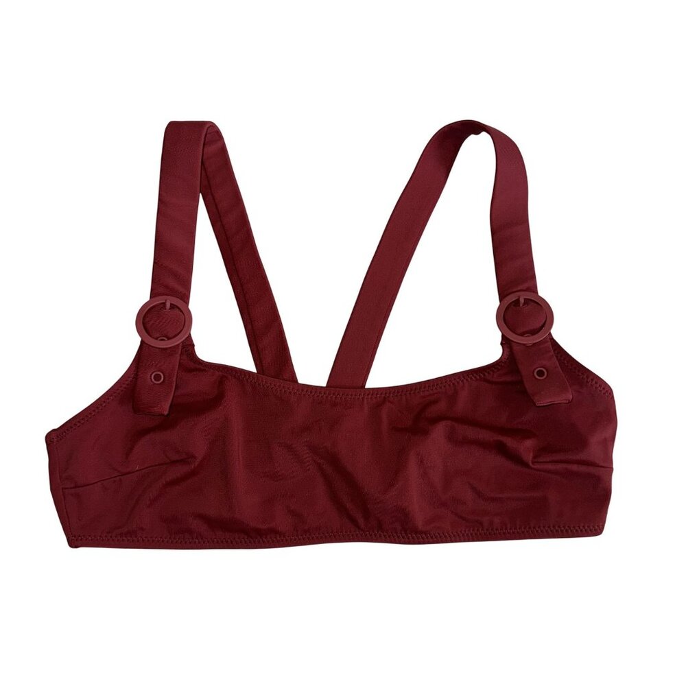 Solid & Striped The Evelyn Red Square Neck Swim Bikini Top Women's Medium M